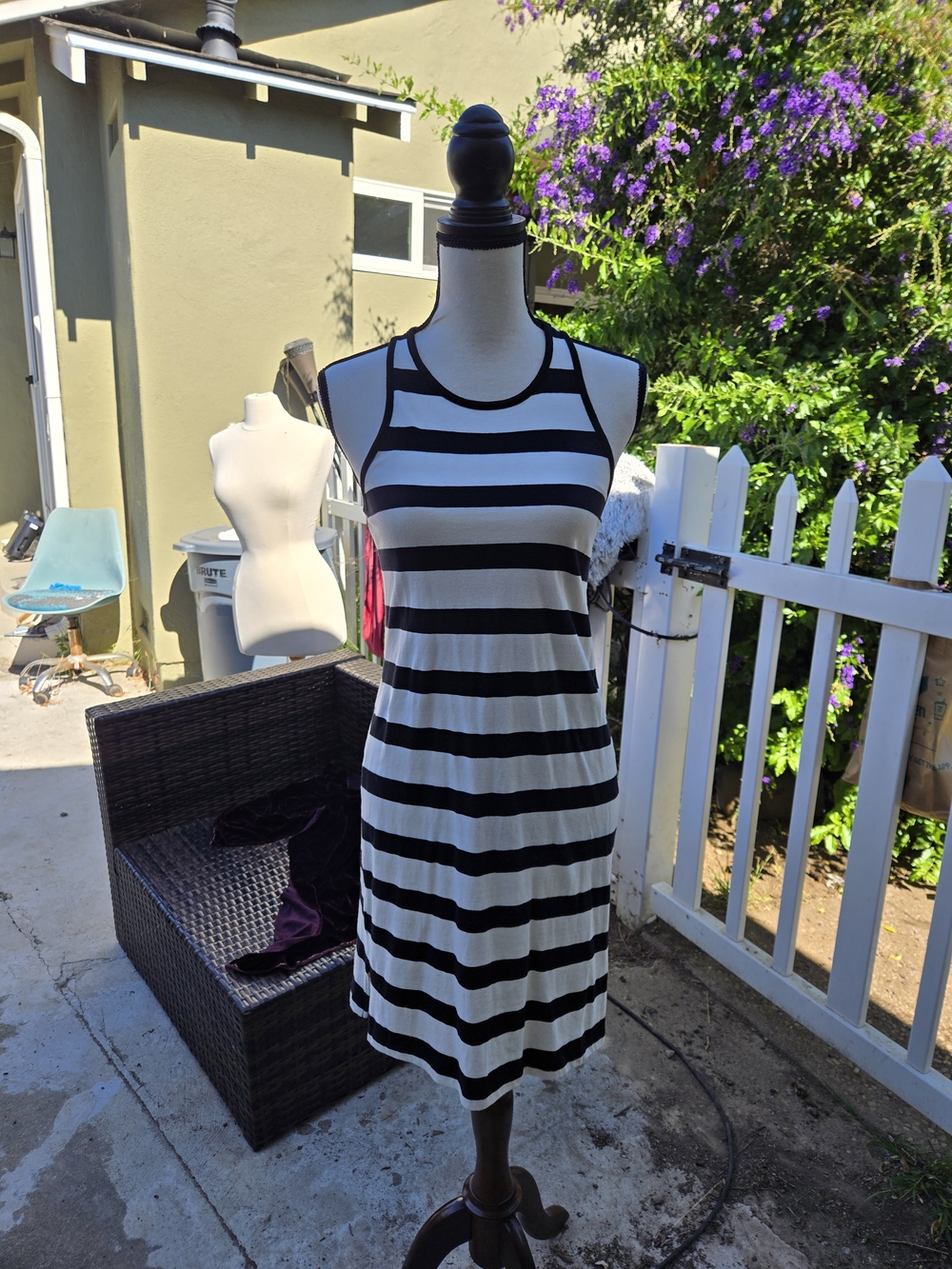 Splendid Black White Striped Racerback Tank Dress XS NWT